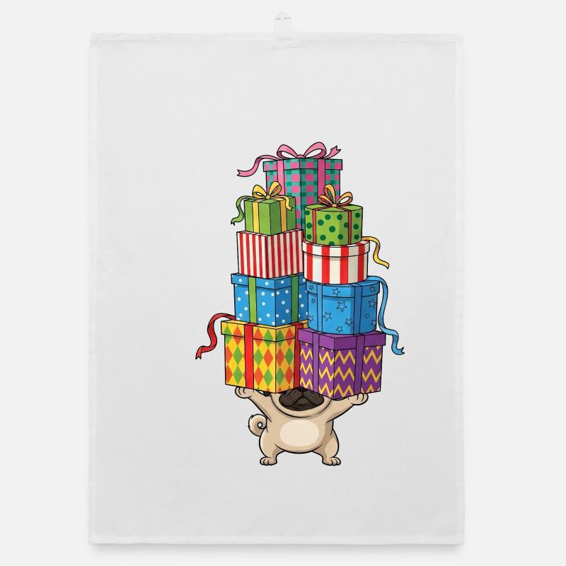 Funny Pug Christmas Kops Balancing Cartoon Organic dish towel