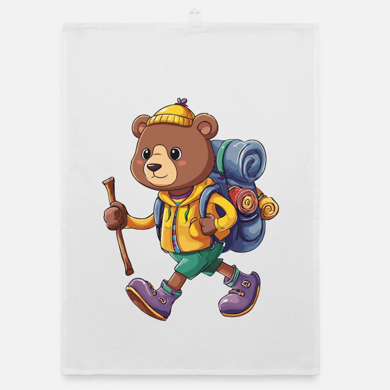Petit ours mignon randonnée camping camping Backpacker Torchon bio