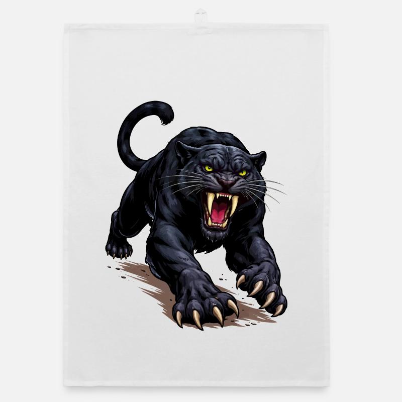Schwarzer Panther Angriff Organic Geschirrtuch