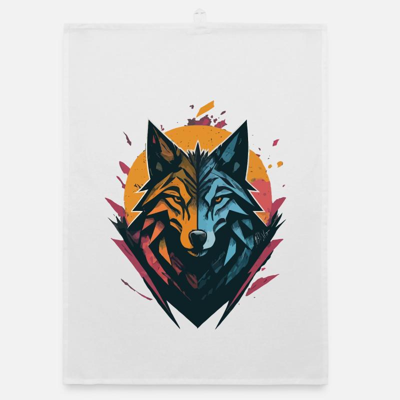 Loup double face soleil lune Torchon bio