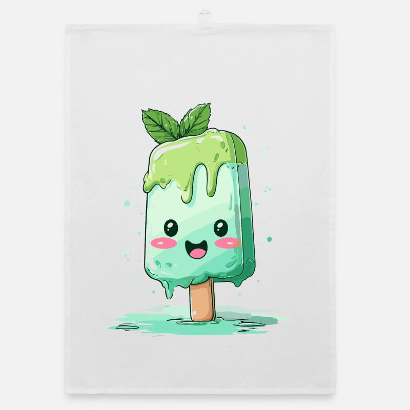 Pops Kawaii vert menthe Torchon bio