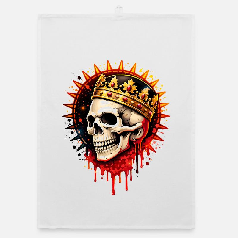 Crowned Skull Art Illustration Organic dish towel