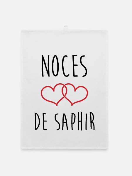 Sapphire Wedding 16 Years of Marriage - Organic dish towel - white - Front