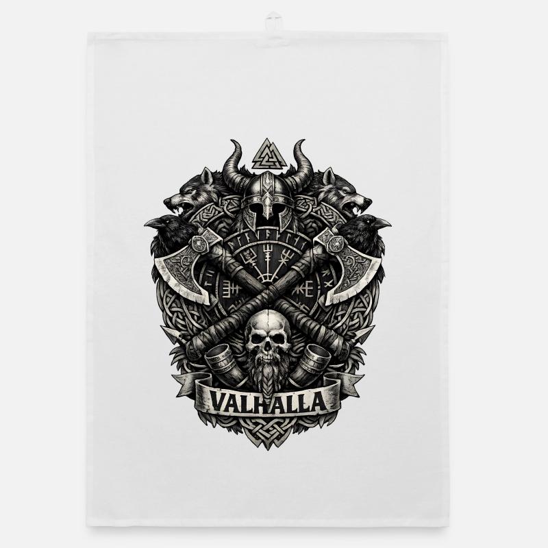 Crâne de Valhalla Viking Crest Torchon bio