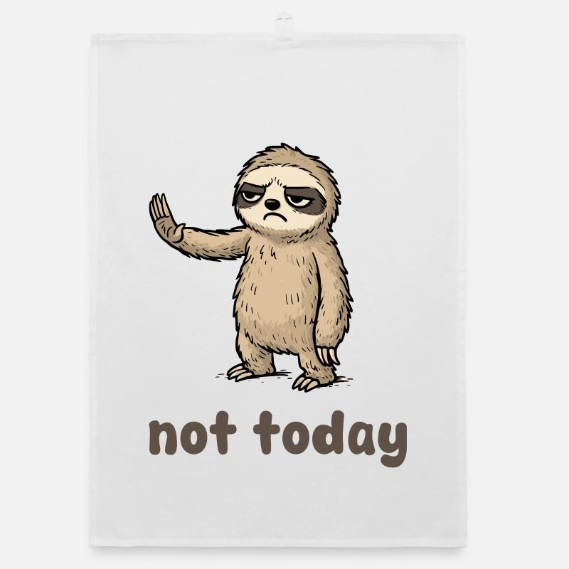 Tired sloth with saying Organic dish towel