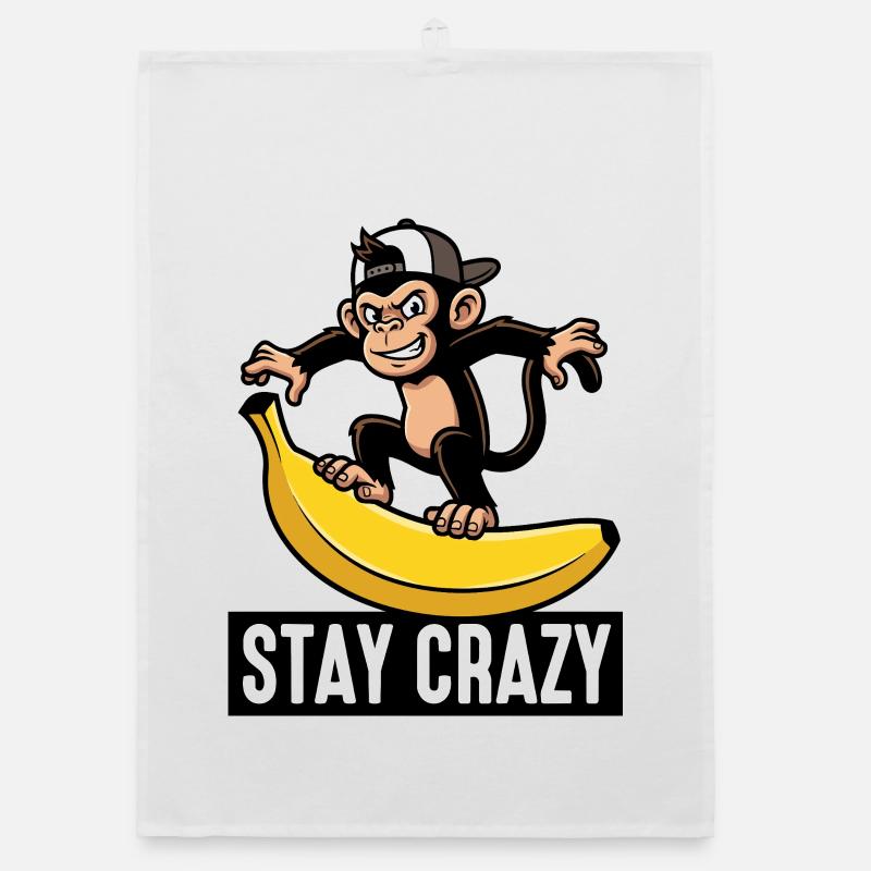 Monkey on Banana Stay Crazy Organic dish towel