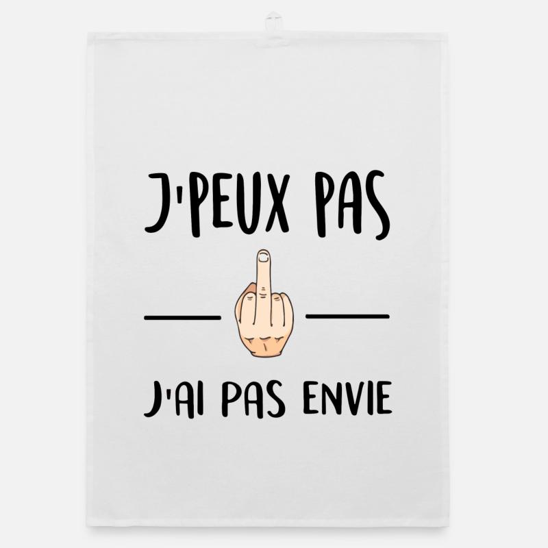 J'peux pas j'ai pas envie - Torchon bio - blanc