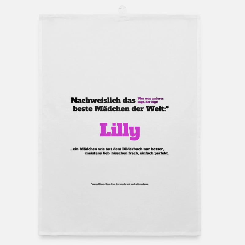 Ich bin Lilly - Lilly als Vorname - Mädchen - Organic Geschirrtuch - Weiß