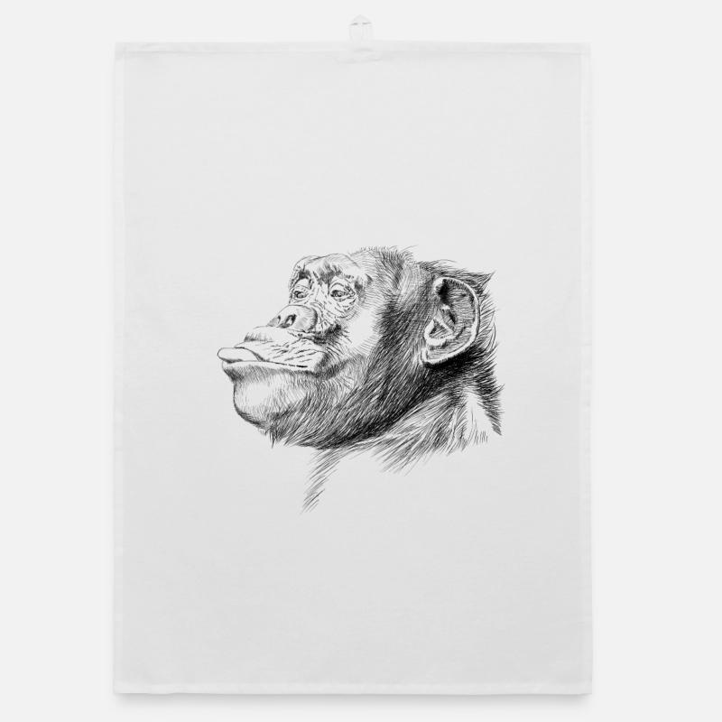 Affe - Organic Geschirrtuch - Weiß