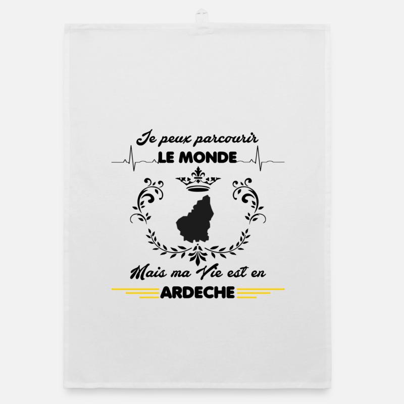 MA VIE EST EN ARDECHE - Torchon bio - blanc