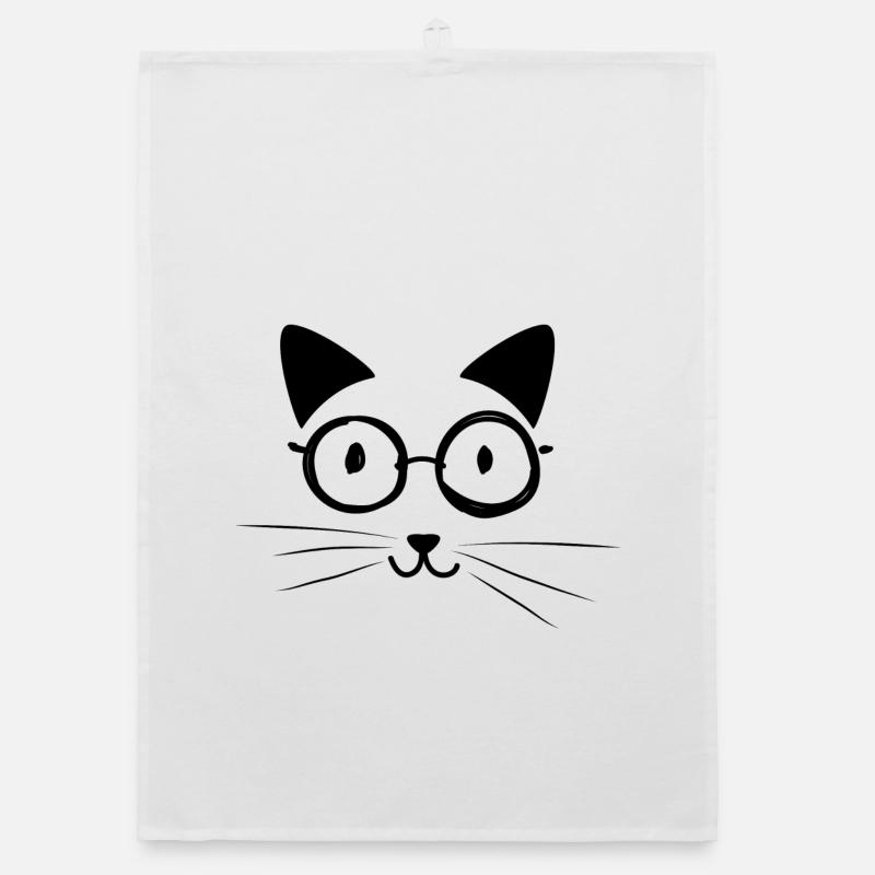 lustiges Katzengesicht Katze Kätzchen Geschenk - Organic Geschirrtuch - Weiß