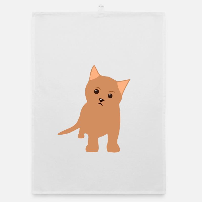Brown Kitten Flat Design Organic dish towel