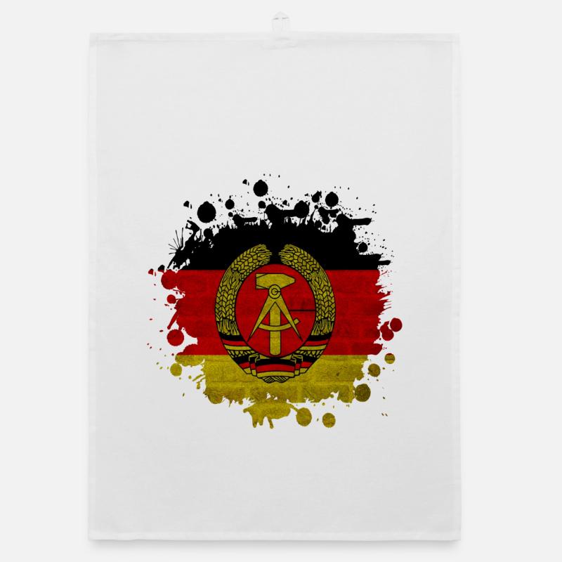 DDR taches / Cadeau drapeau Allemagne de l’Est Torchon bio