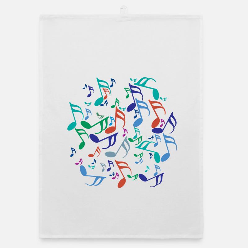 Notes de musique colorées - Torchon bio - blanc