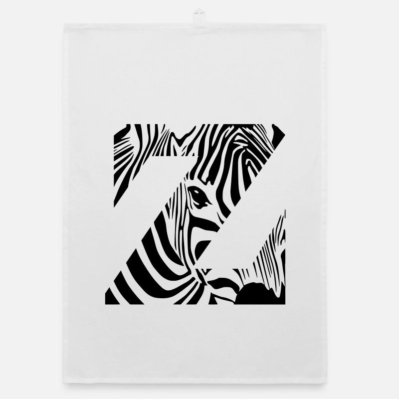 Zebra Mix Mono Black - Organic dish towel - white