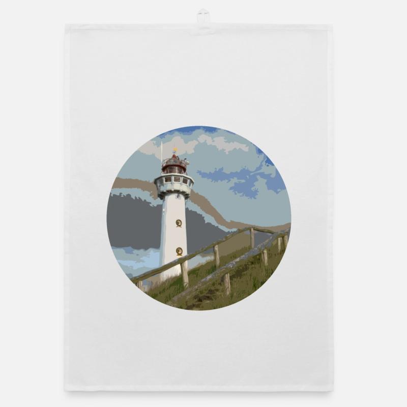leuchtturm seefahrt küste - Organic Geschirrtuch - Weiß