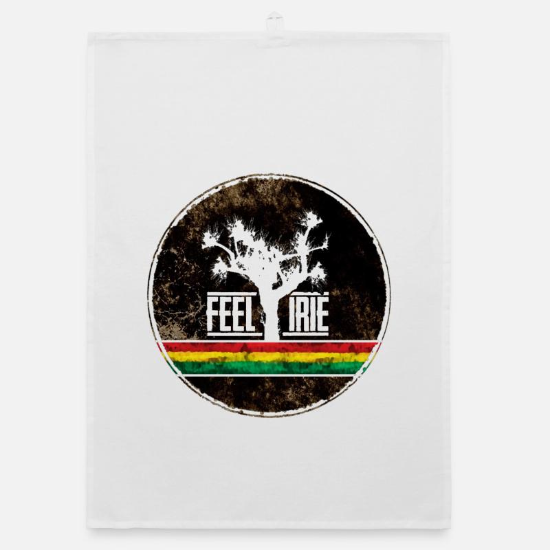 Feel Irie Tree avec des rayures reggae Torchon bio