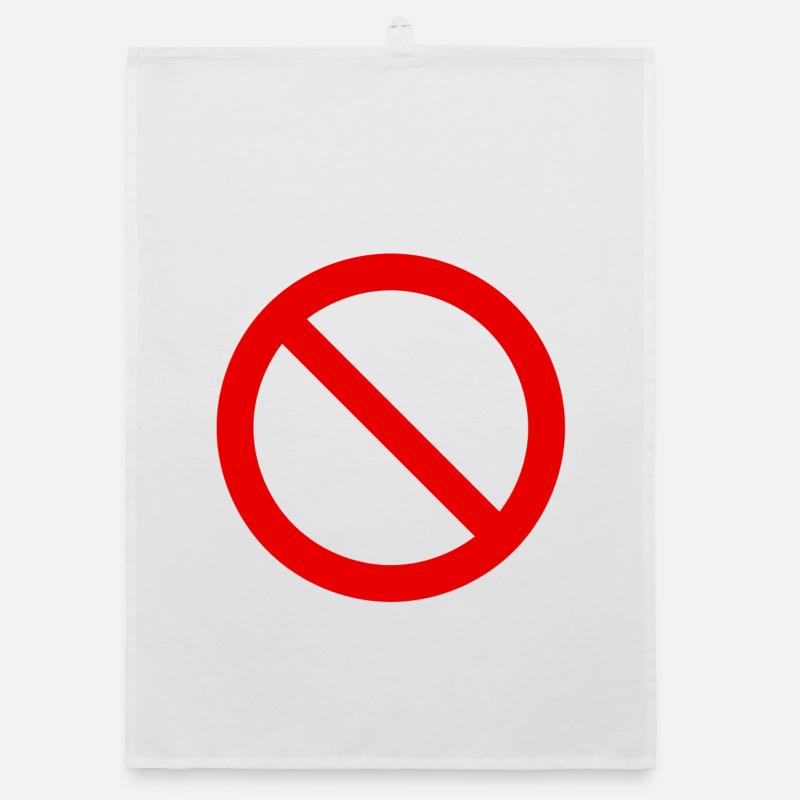 Red Forbidden Symbol Pattern - Organic dish towel - white