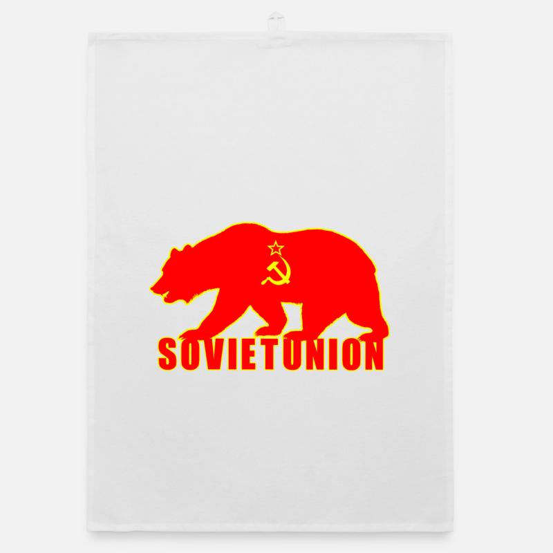 Soviet Union bear with flag Organic dish towel