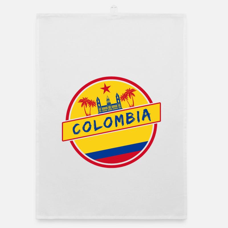 Conception de la Colombie avec drapeau national Torchon bio