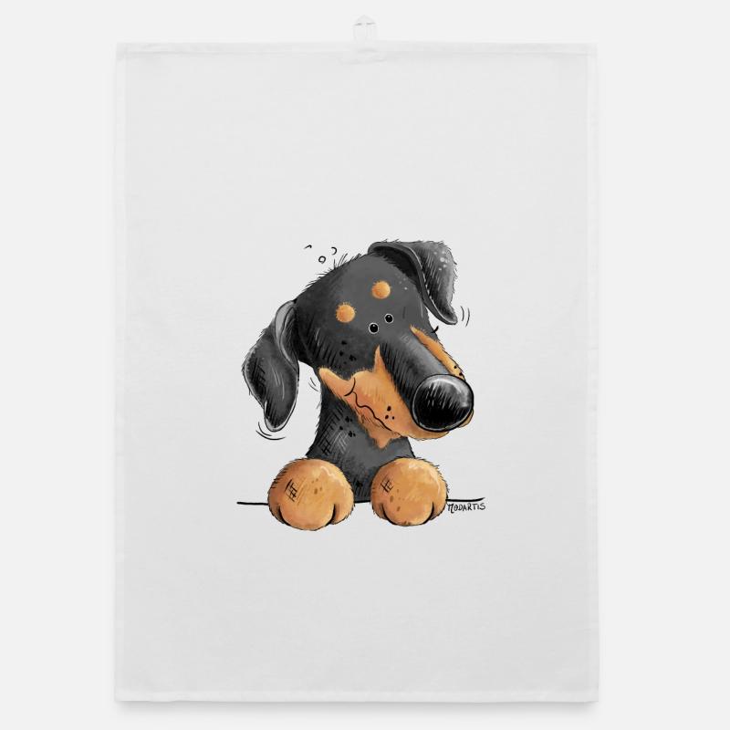 Lustiger Dobermann Oder Pinscher I Hund Comic Organic Geschirrtuch