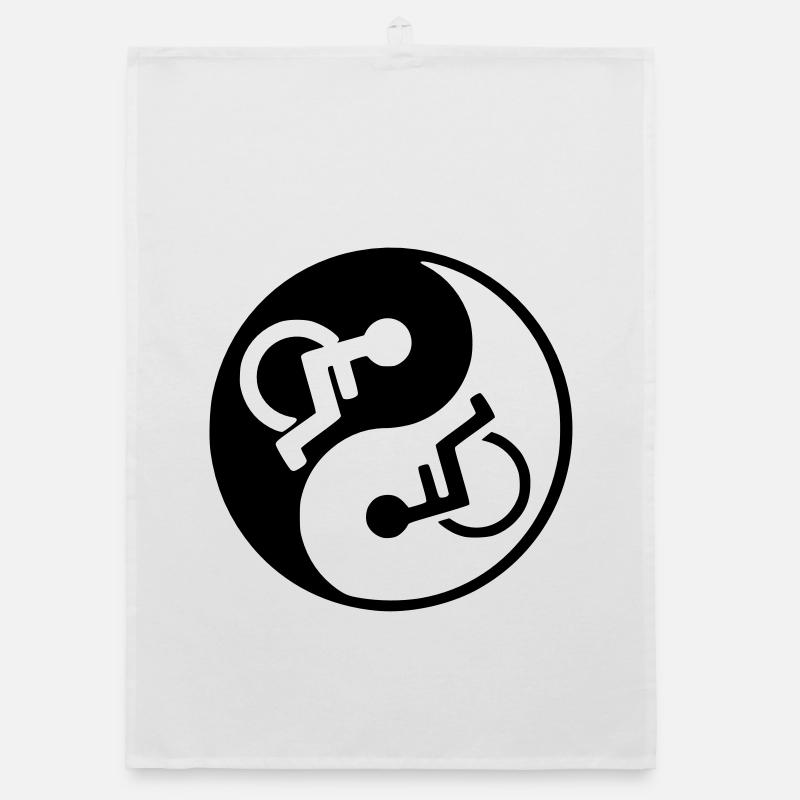 Rollstuhl Yin und Yang Symbol Bild # - Organic Geschirrtuch - Weiß