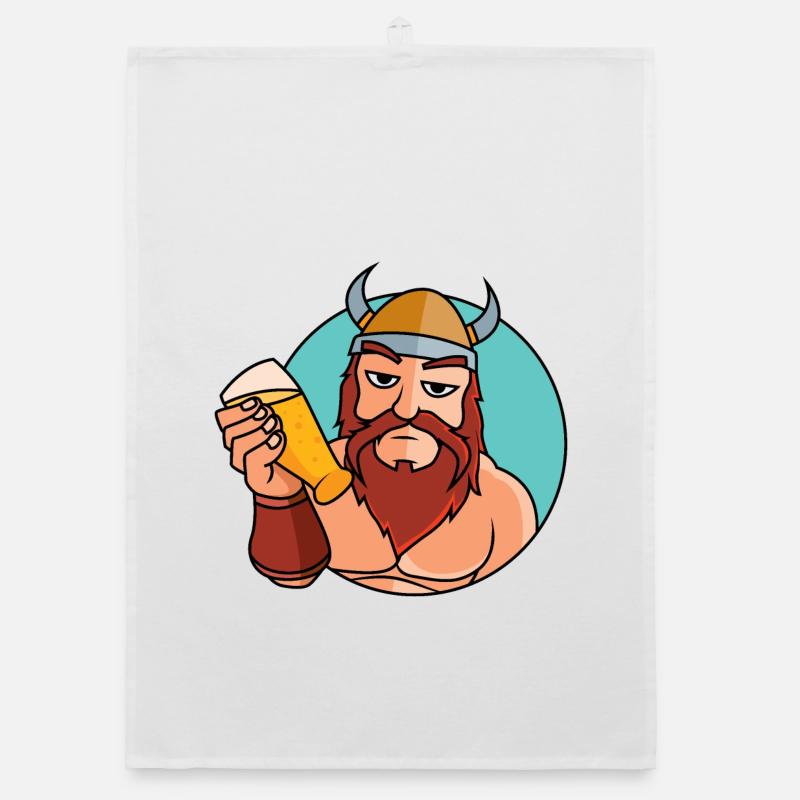 Wikinger mit Bierglas Organic Geschirrtuch