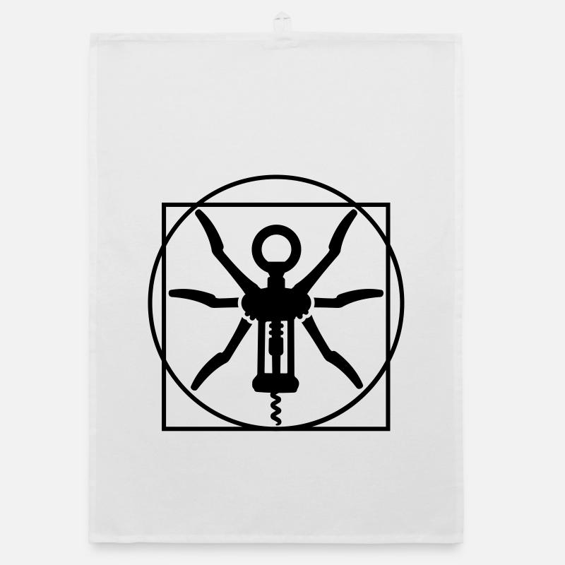 Vitruvian Mann Wein Korkenzieher Leonardo Da Vinci Organic Geschirrtuch