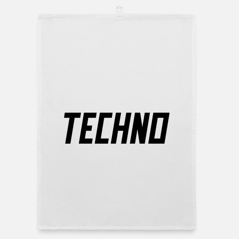TECHNO Party Rave Techno 90s 90s - Torchon bio - blanc