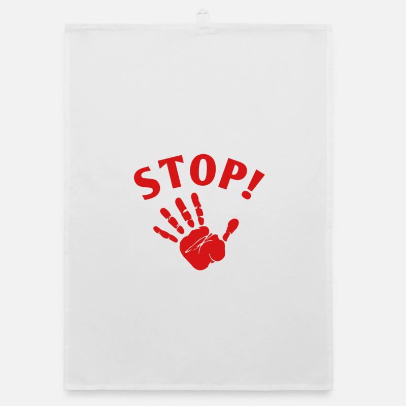 Stop! Rote Hand Grafik Organic Geschirrtuch