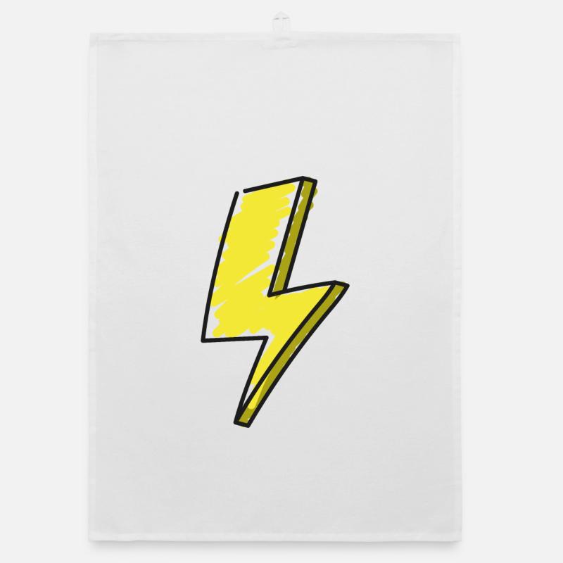 Blitz - Illustration - Organic Geschirrtuch - Weiß