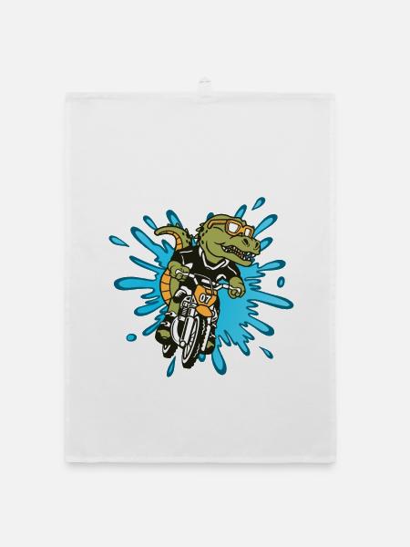 Alligator Motocross - Organic Geschirrtuch - Weiß