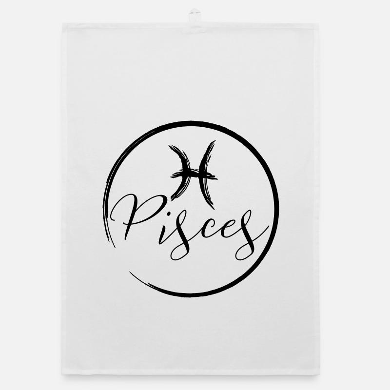 Horoscope Pisces - Organic Geschirrtuch - Weiß