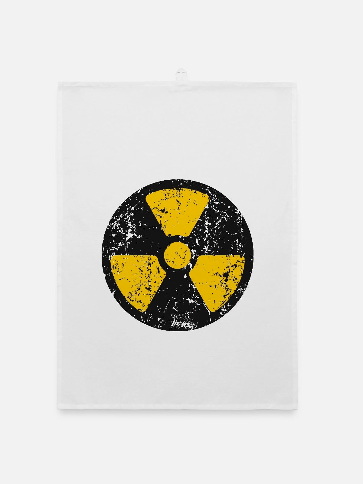 Strahlungs-Grunge-Ikon Nuklearwarnsymbol - Organic Geschirrtuch - Weiß - Vorne