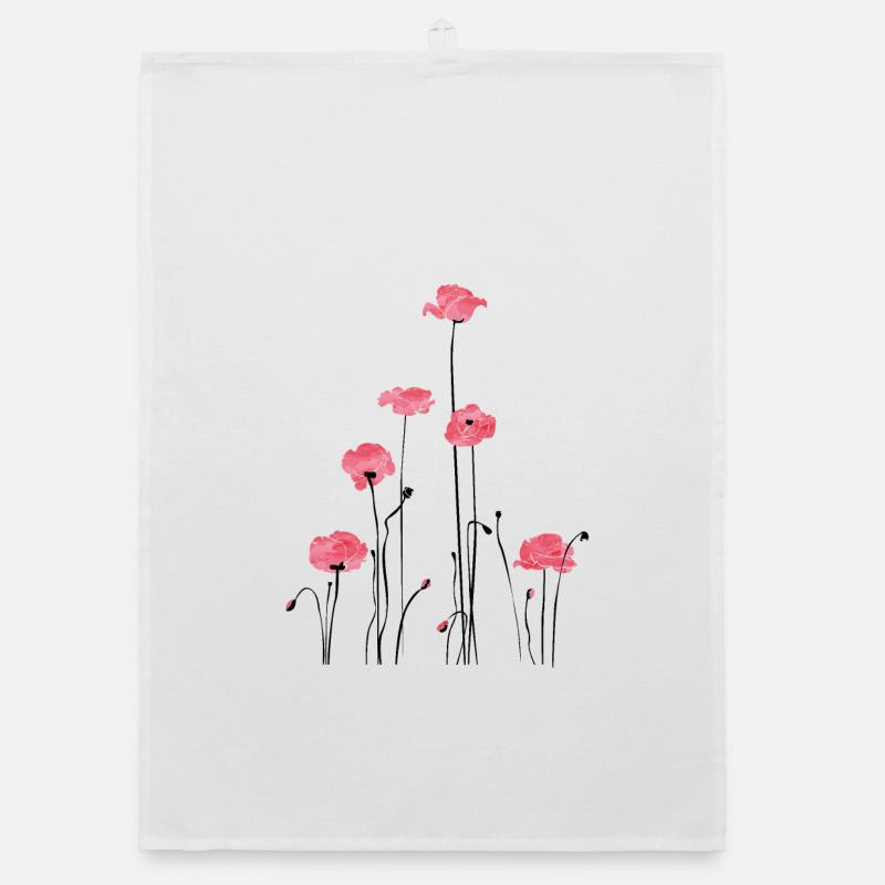 Coquelicots aquarelle pour la mode féminine - Torchon bio - blanc