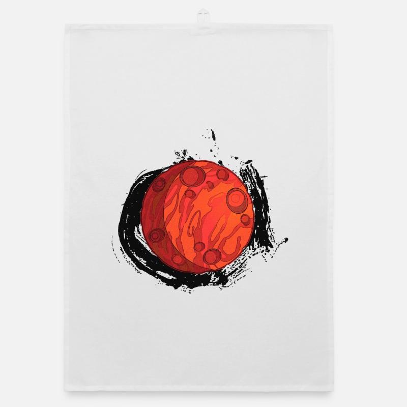 Planète Mars avec arrière-plan, planètes - Torchon bio - blanc