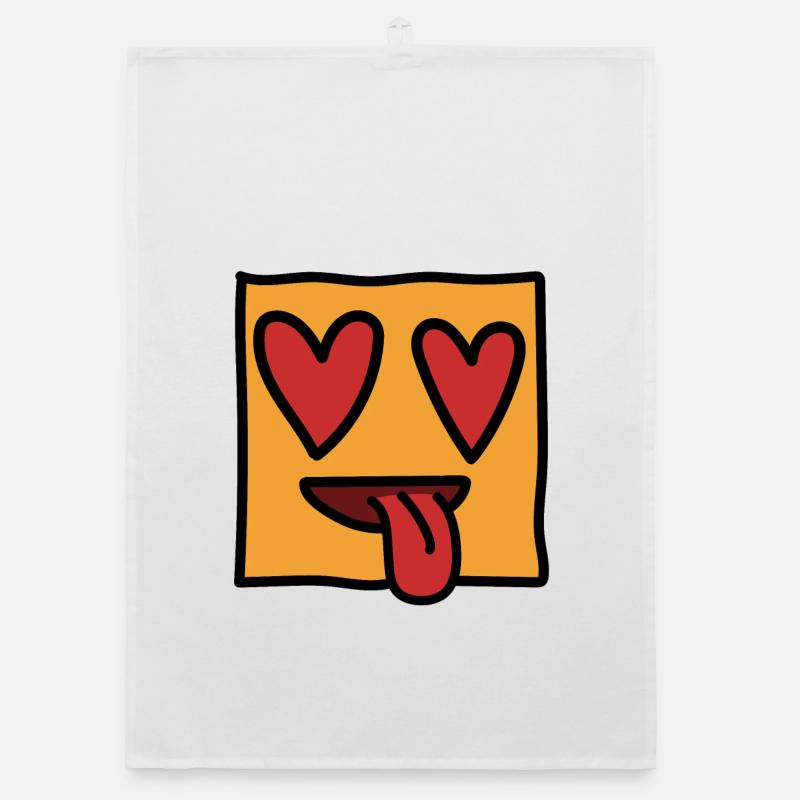 Funny Emoticon Expression Kawaii Square Face Organic dish towel