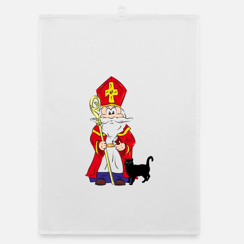 Sinterklaas sans chat noir dans son sac Torchon bio