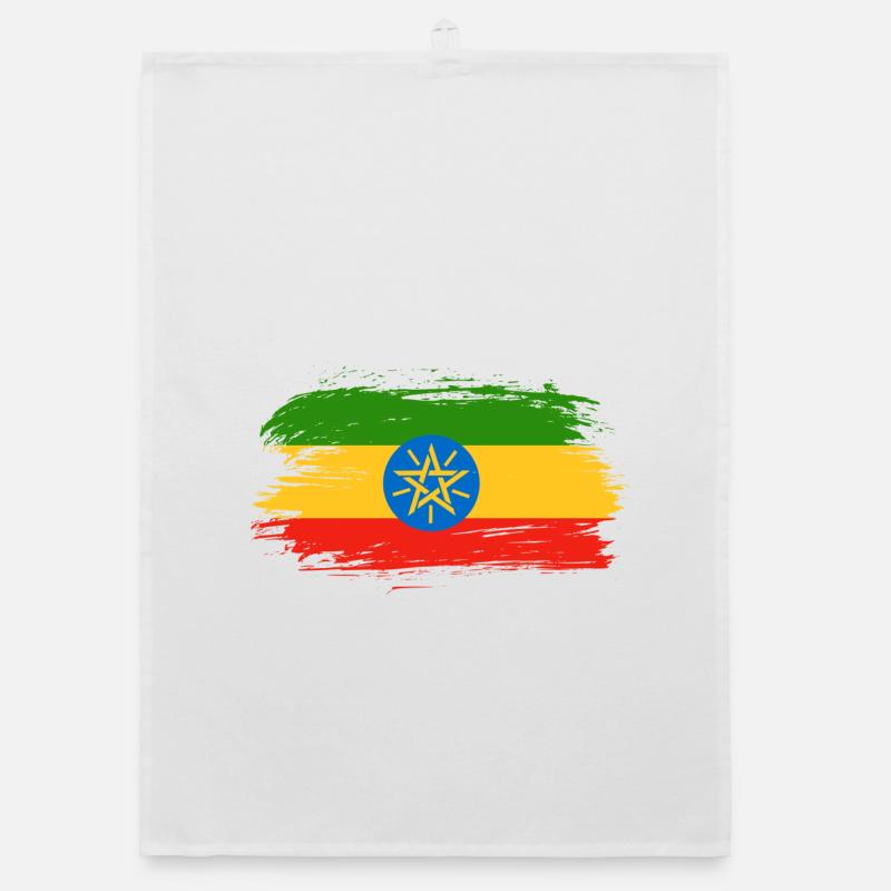 Conception du drapeau de l'Éthiopie / idée cadeau Torchon bio