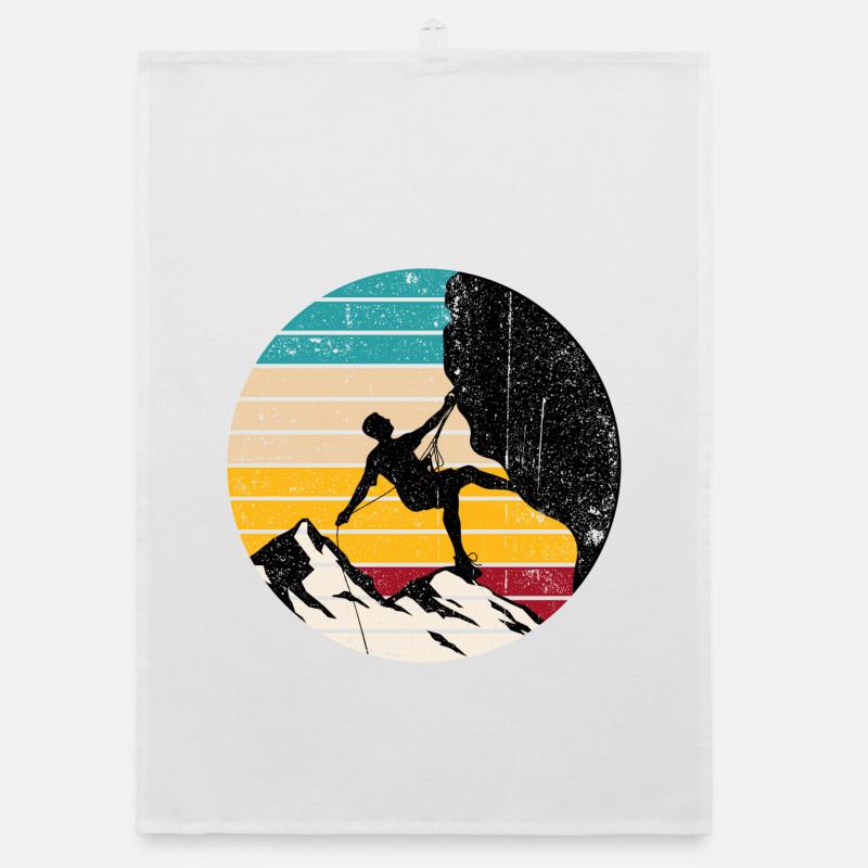 Climber Under Sunset Stripes Organic dish towel