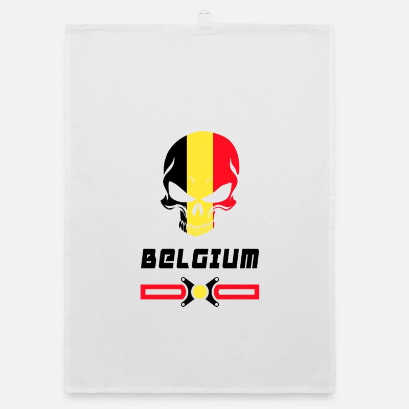 Conception de drapeau de crâne de Belgique Torchon bio