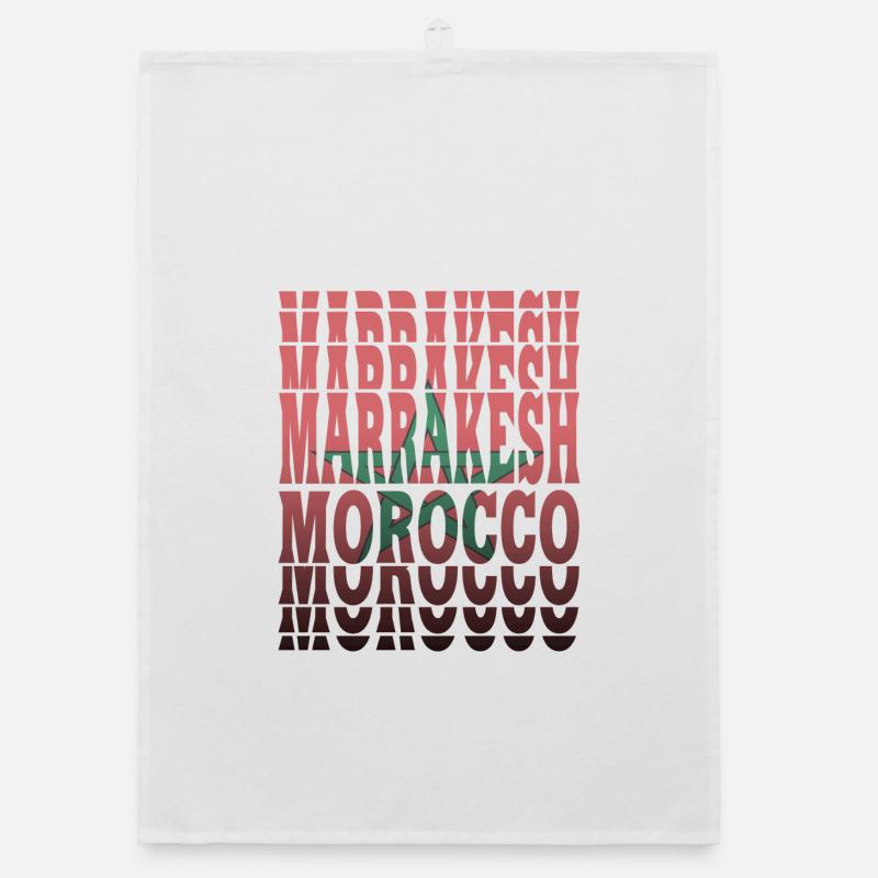 Conception de drapeau de Marrakech Maroc / idée cadeau Torchon bio