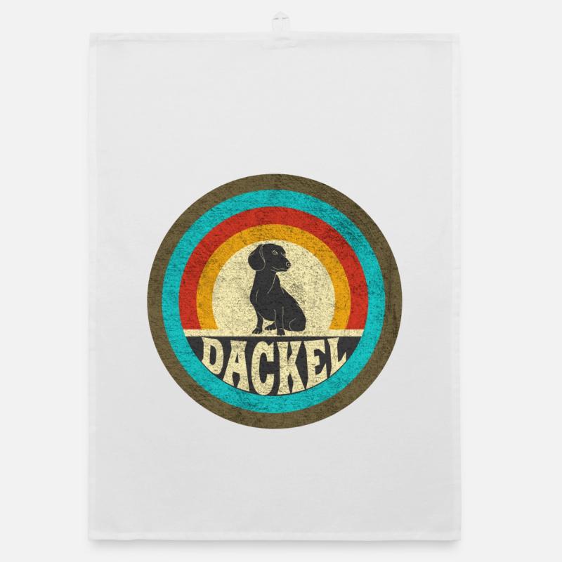 Dackel Vintage Design / Geschenkidee - Organic Geschirrtuch - Weiß