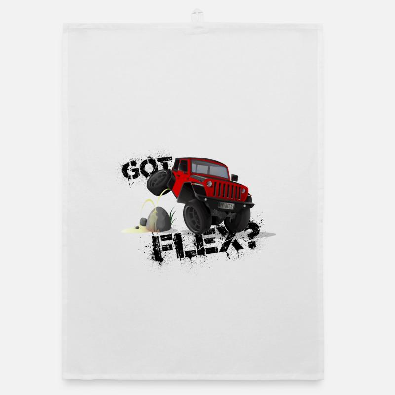 GOT FLEX? - OFFROADER Crawler - Red - Organic dish towel - white