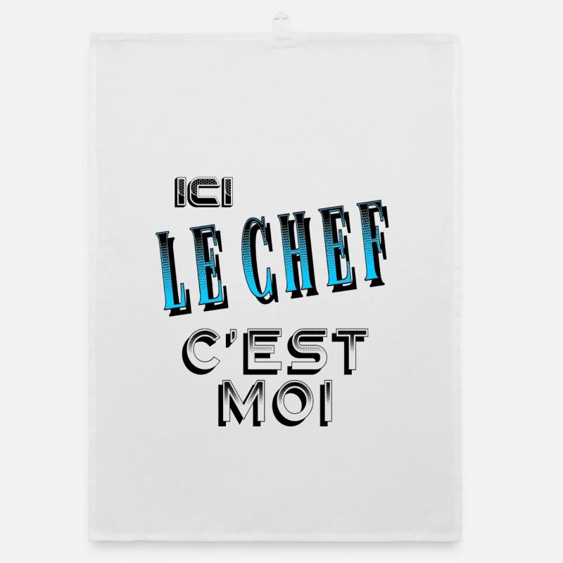 Ici le Chef C'est Moi Patron - Torchon bio - blanc