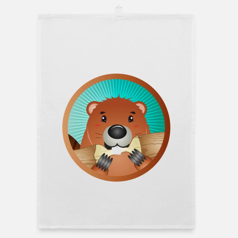 mignon rongeur patch - castor grignote le bois Torchon bio