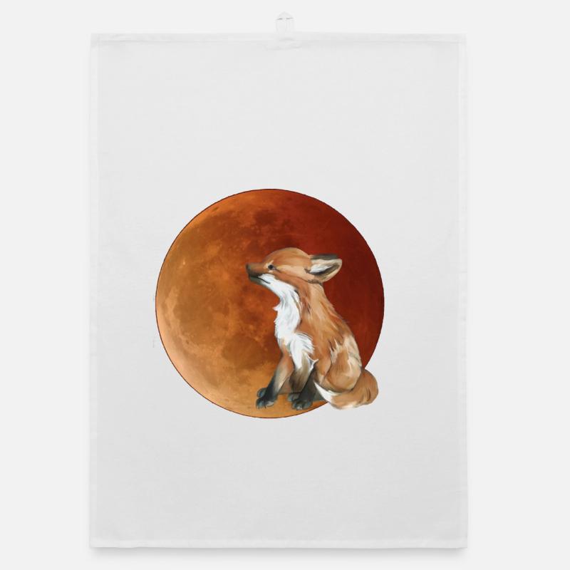 Moon fox in the evening light Organic dish towel