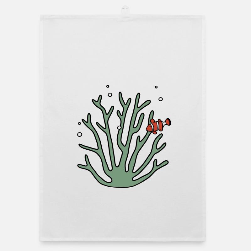 Coral anemone fish Organic dish towel