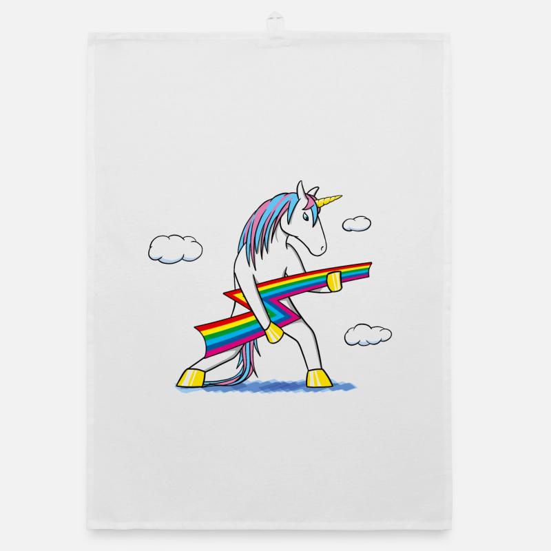 Rainbow Rock – Licorne avec éclair arc‑en‑ciel Torchon bio