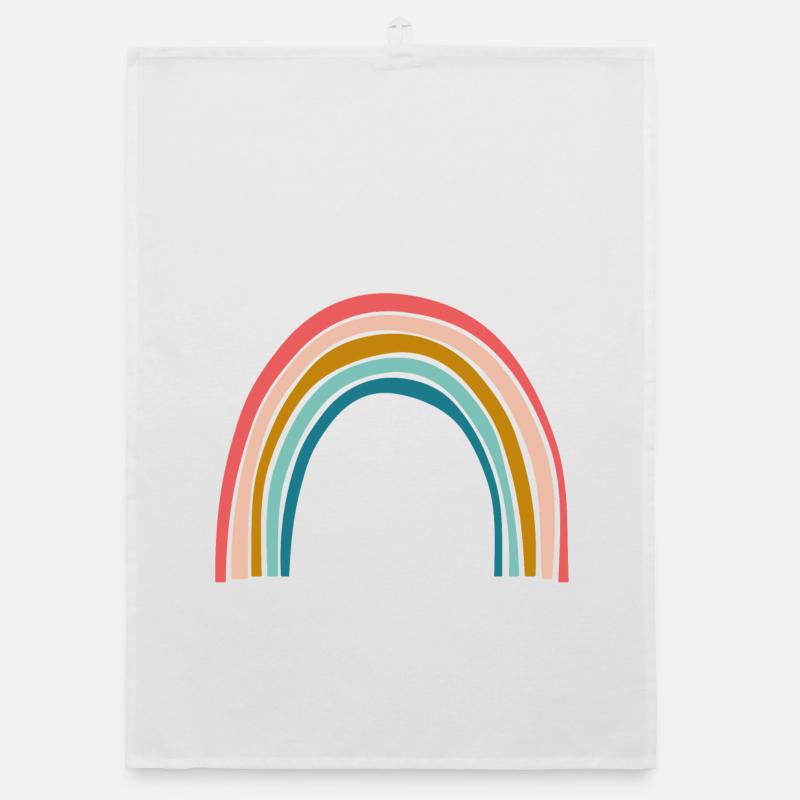 Pastell Regenbogenbogen - Organic Geschirrtuch - Weiß